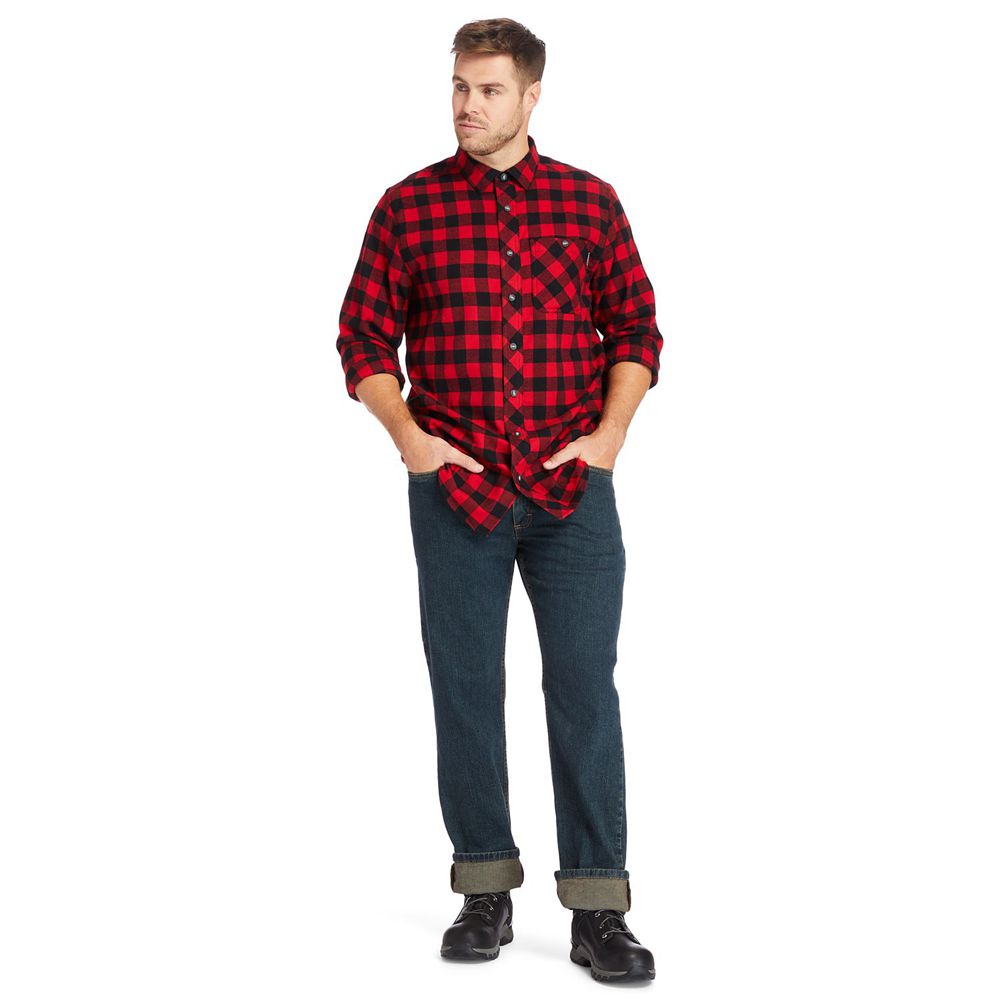 Camisa Masculino - Timberland Pro® Woodfort Mid-Weight Flex Flannel Work - WMVBY5827 - Pretas/Vermel